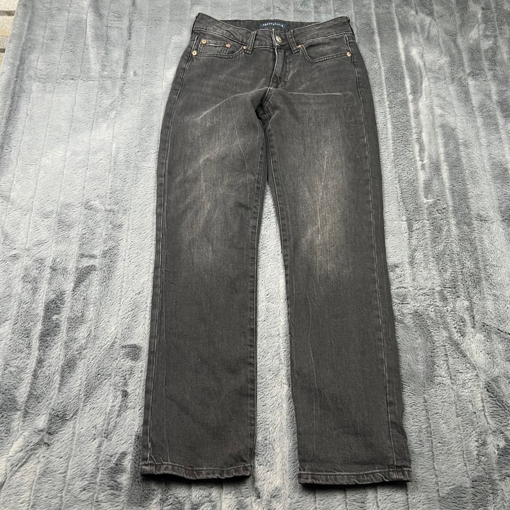 Aeropostale Womens Mid Rise Ankle Straight Jeans Faded Black Size 0 Reg RN154379